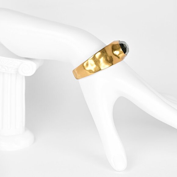 Kendra Scott Anna 14K Gold-plated Cuff Bracelet, Statement Bracelet Black Pyrite - Picture 5 of 12